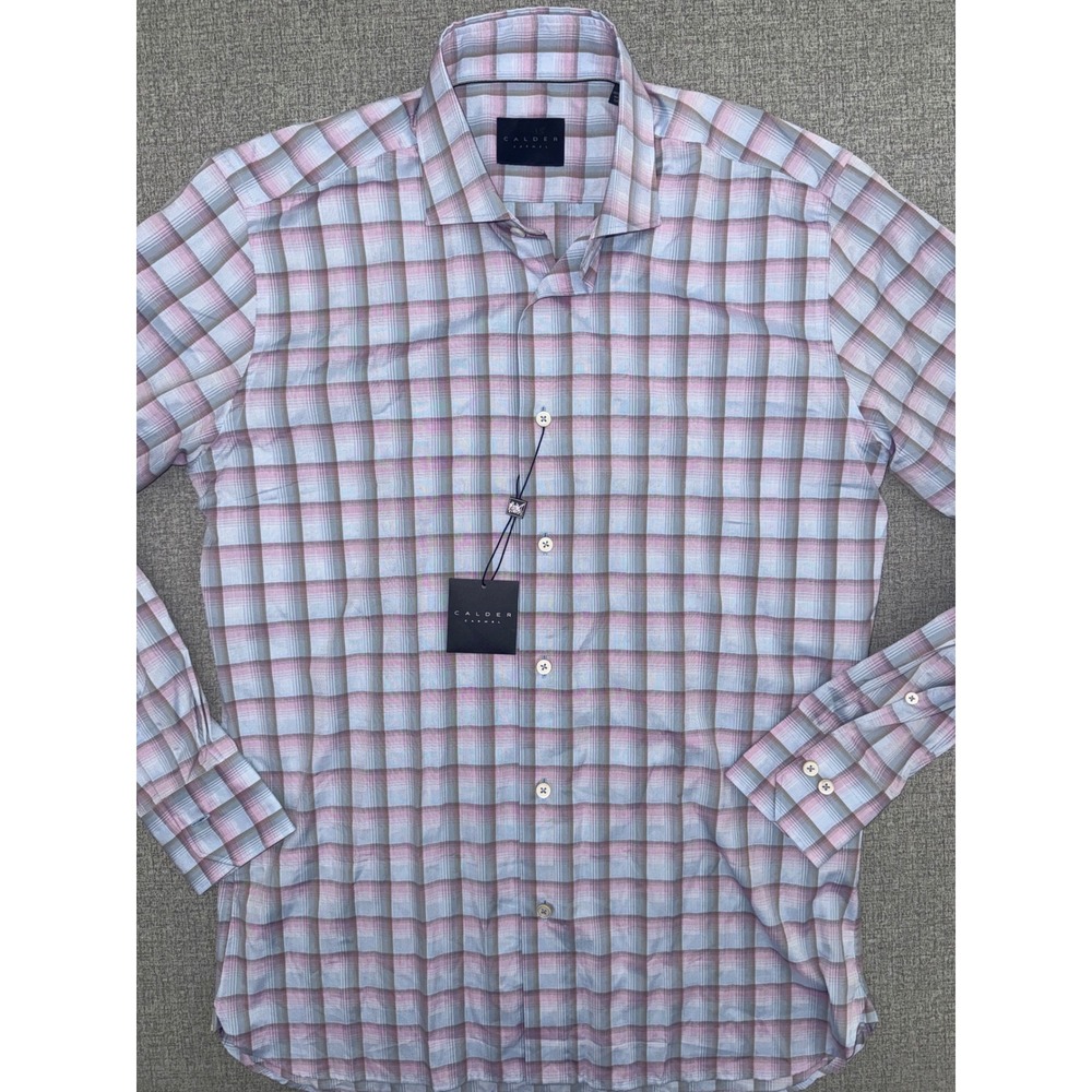 NWT Calder Carmel XL Button Down Shirt Blue Pink Plaid Limited Edition 1/150